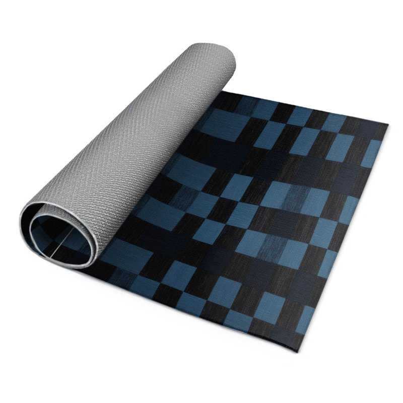 Tapis d'intérieur et d'extérieur à carreaux gris, Rectangulaire 3 pi x 5 pi