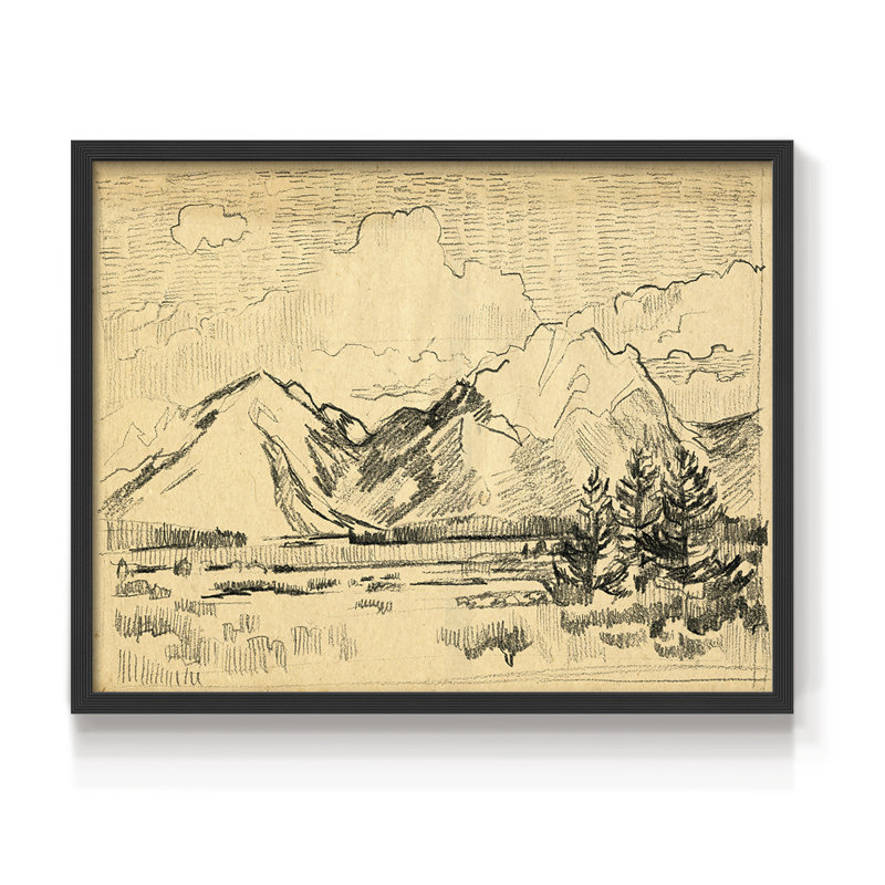 Hatched Horizon II - reproduction encadrée - réversible, H 16 po x l 20 po, Noir, noir, noir, noir