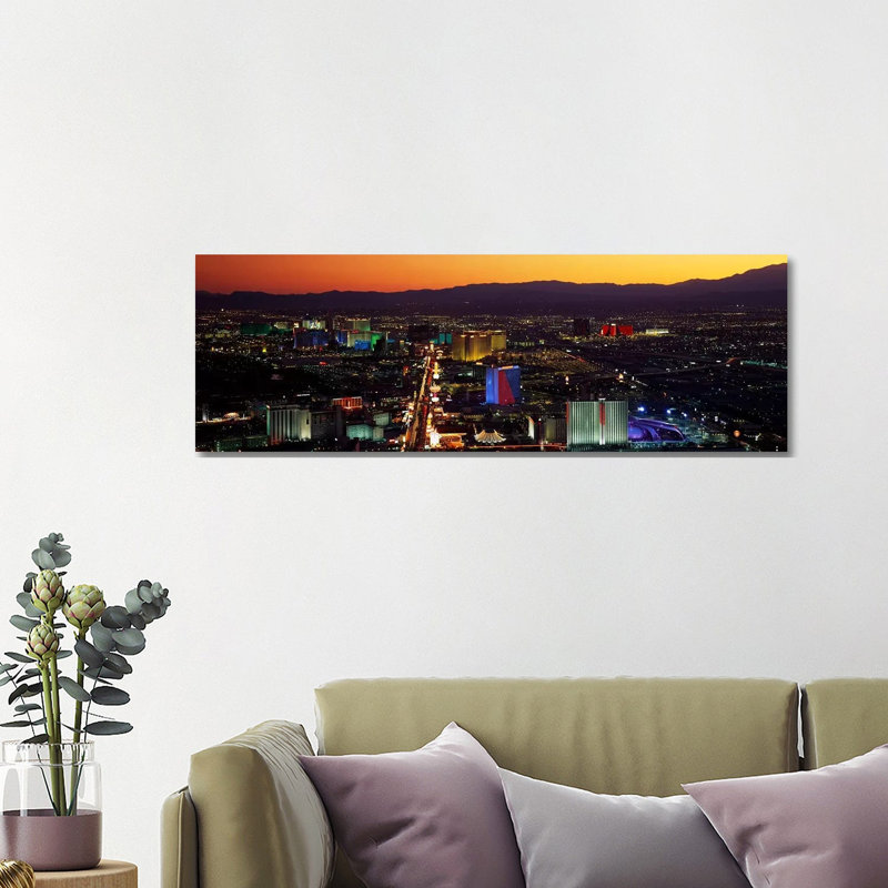 Hotels Las Vegas NV - Wrapped Canvas Panoramic Print, 121.92 cm H x 40.64 cm W x 1.91 cm D