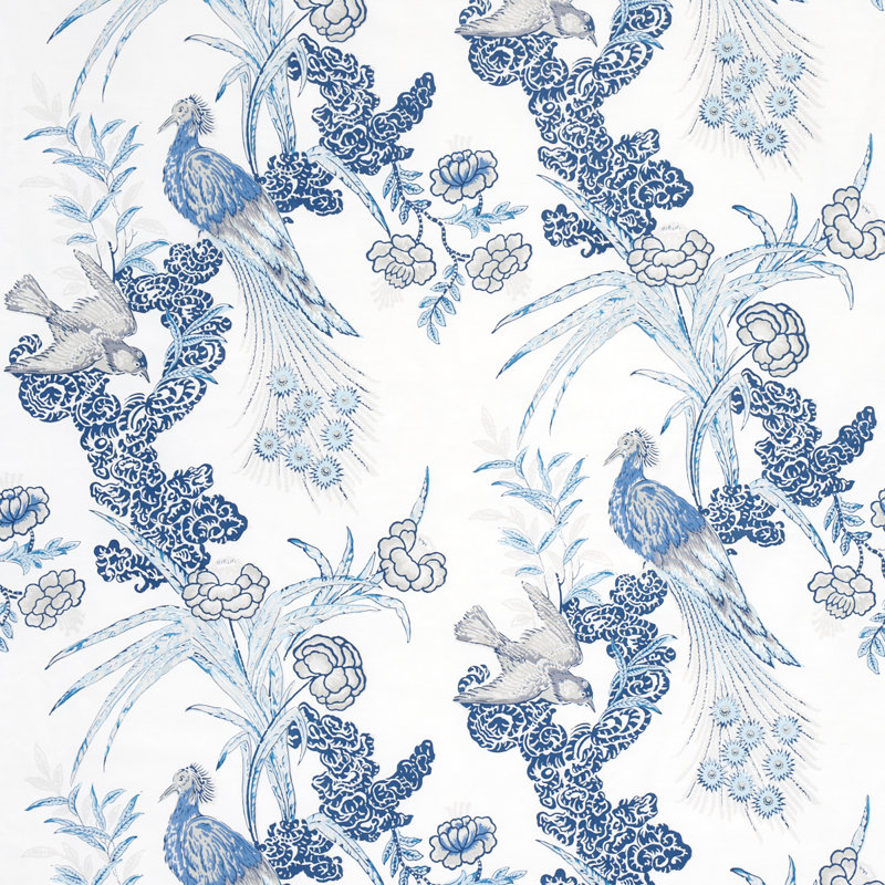 Tissu paon Schumacher x Miles Redd, Porcelaine