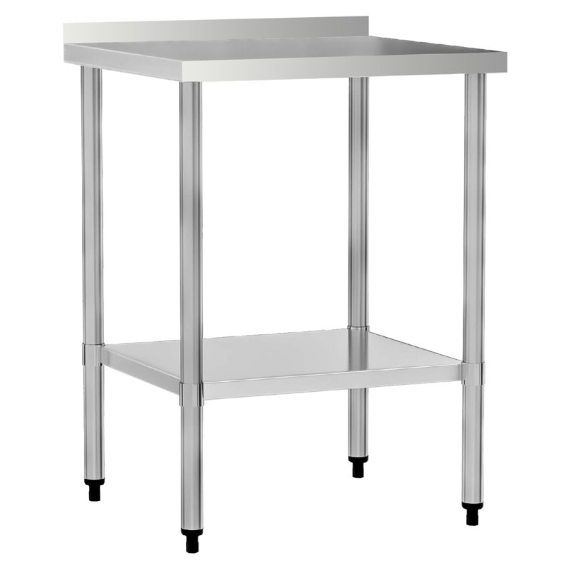 Table de travail commerciale en acier inoxydable de calibre 18 avec dosseret et tablette inférieure