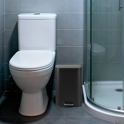 Stainless Steel Step Trash Can with Soft-Close Lid & Removable Bucket for Kitchen Office Bathroom