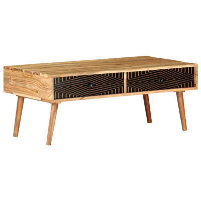Thayne Solid Wood Four Leg Coffee Table with Storage