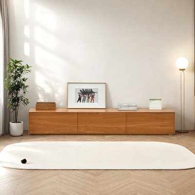 Cherry Wood TV Stand with Glass Shelf