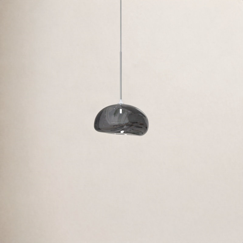 Kloud 1 - Light Single Globe Pendant, 8" H x 14.6" W x 12" D, Smokey Gray, Satin Nickel