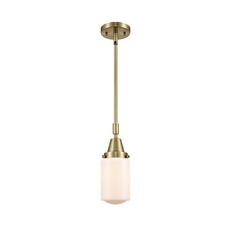 Luminaire suspendu cylindrique à 1 lumière Saroyan, Blanc mat, Ampoule non incluse, Cuivre antique
