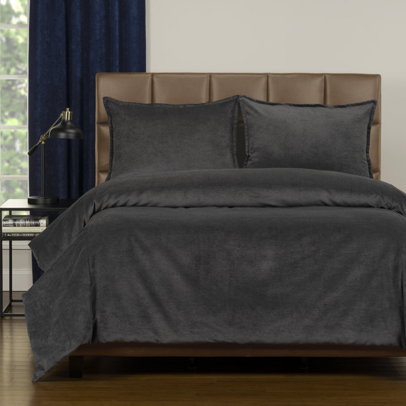 Polyester Channel Duvet Cover & Insert, Queen Duvet Cover + 2 Shams, Iron
