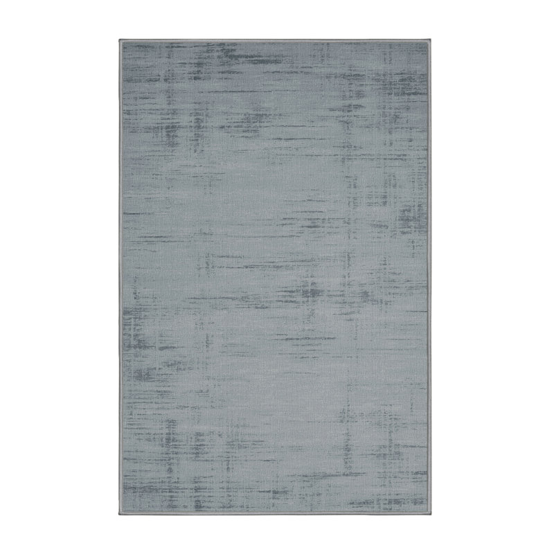 Machine Washable Abstract Gray Area Rug, Rectangle 6' x 9'