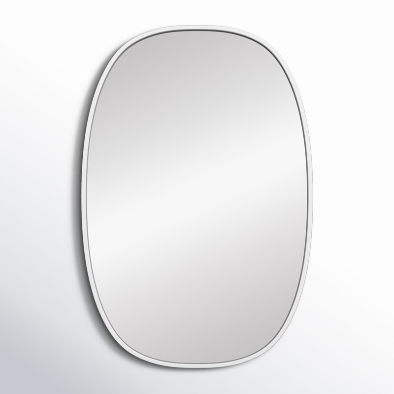 Sabine Metal Curved Oval Wall Mirror, 30" x 20", Silver
