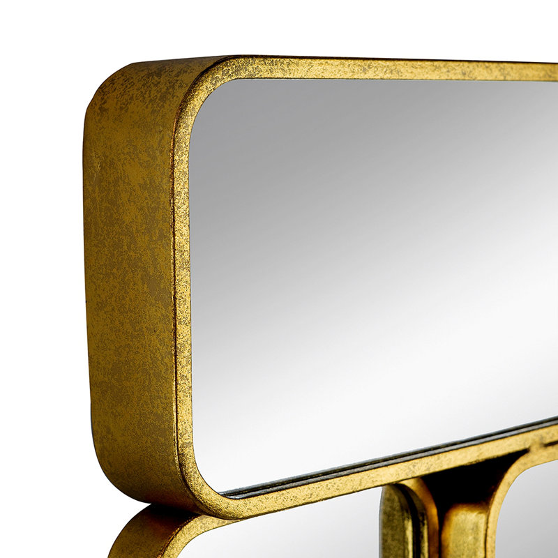 Miroir 32 po avec miroir rectangulaire encadré en métal doré pour chambre à coucher, vestiaire, couloir ou espace de vie