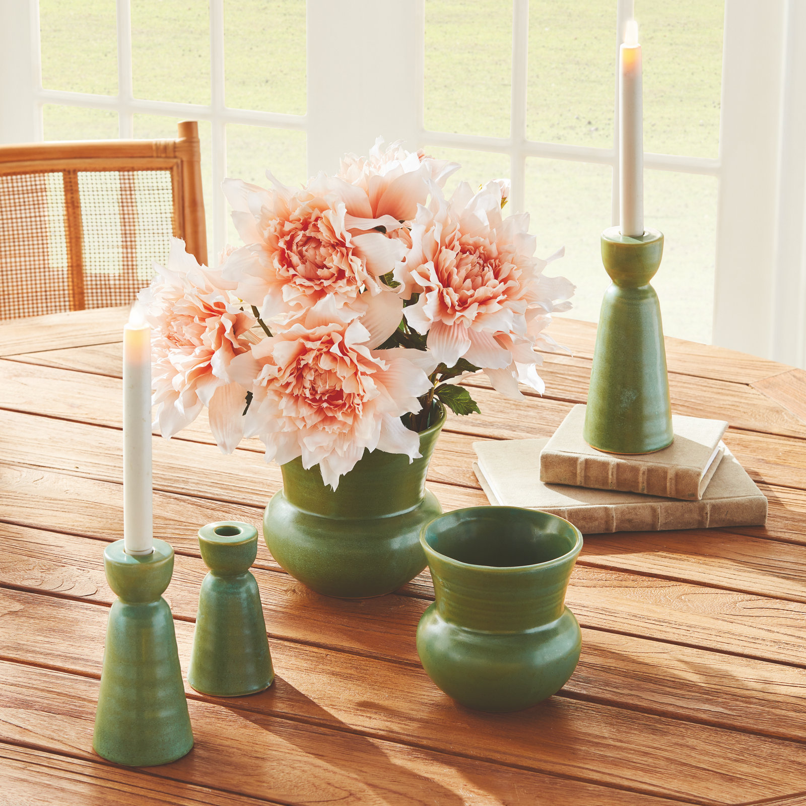Hathaway Candlestick Holder, Green