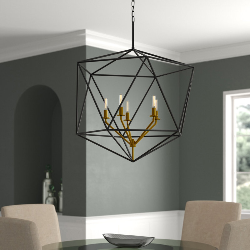 Astrid 5 - Light Candle Style Geometric Chandelier, Metallic Matte Bronze