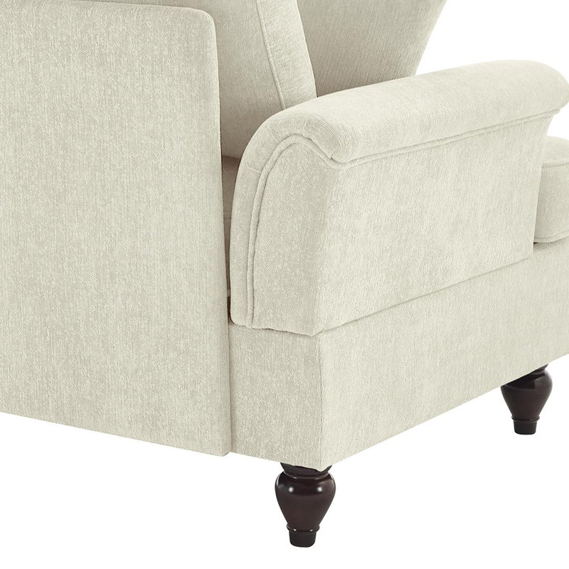 Beige Chenille 2-seater Sofa With Removable Skirts, Beige