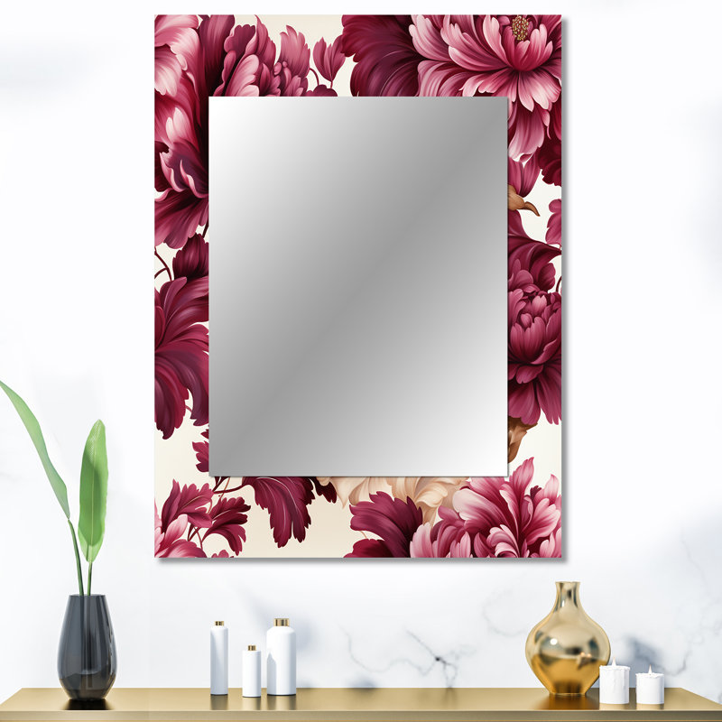 Landrum Regency damassé motif victorien grandiose - miroir mural floral unique, 40 po x 30 po