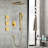 Golden Shower System With Head, Hand Shower, Slide Bar, Bodysprays, Arm, Hose, Valve Trim And Lever Handles. Self-cleaning Head For Natural Rainfall Ambiance. , Brass. 12.32 In. Depth, 59.36 Width,