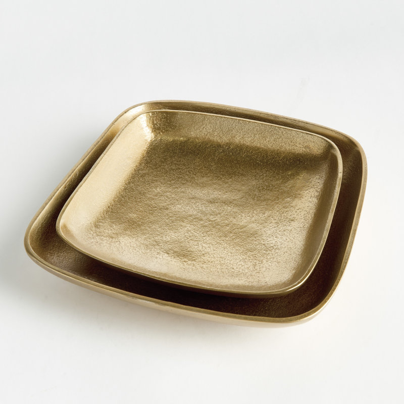BENTON DECORATIVE TRAYS Set of 2, Gold