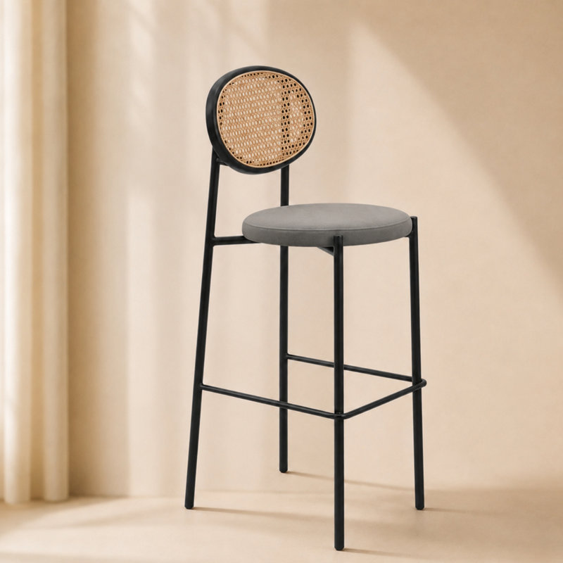Tabouret de bar moderne en tissu Euston, 1, gris