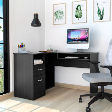 Latitude Run® Lishia 60 Corner Desk, L Shape with Storage Drawers, Shelves  - Home Office Computer Laptop Desk & Reviews
