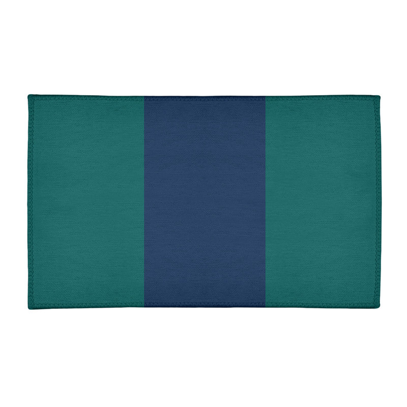 Tapis vert/bleu marine tissé à plat Seattle, Rectangle 2 pi x 3 pi
