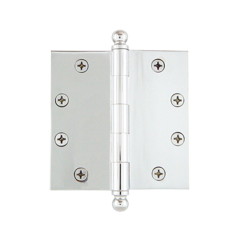 4.5'' x 4.5'' Brass Butt Bearing Hinge, Bright Chrome