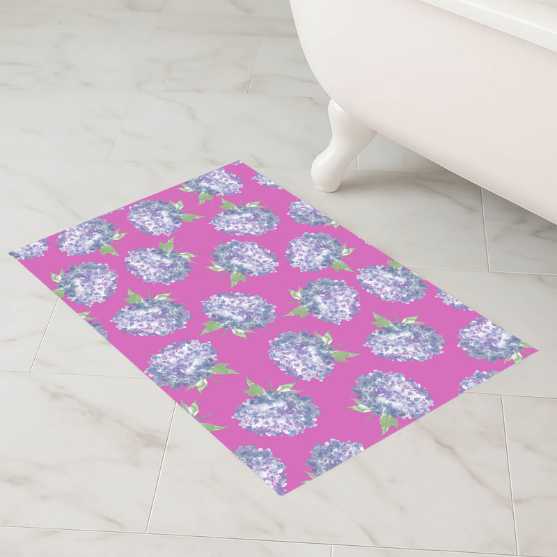 Tapis de bain Hydrangea Love, Simple - L 34 po x l 21 po, Rose