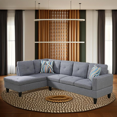 103" Savoy Light Gray Linen Left Facing 2-Piece Sectional Sofa Set With Chaise