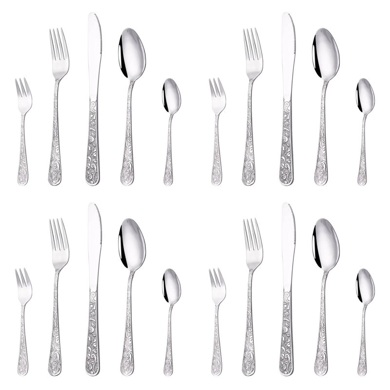 Ensemble de couverts en acier inoxydable 20 pièces Winston Porter Carmi - Service pour 4