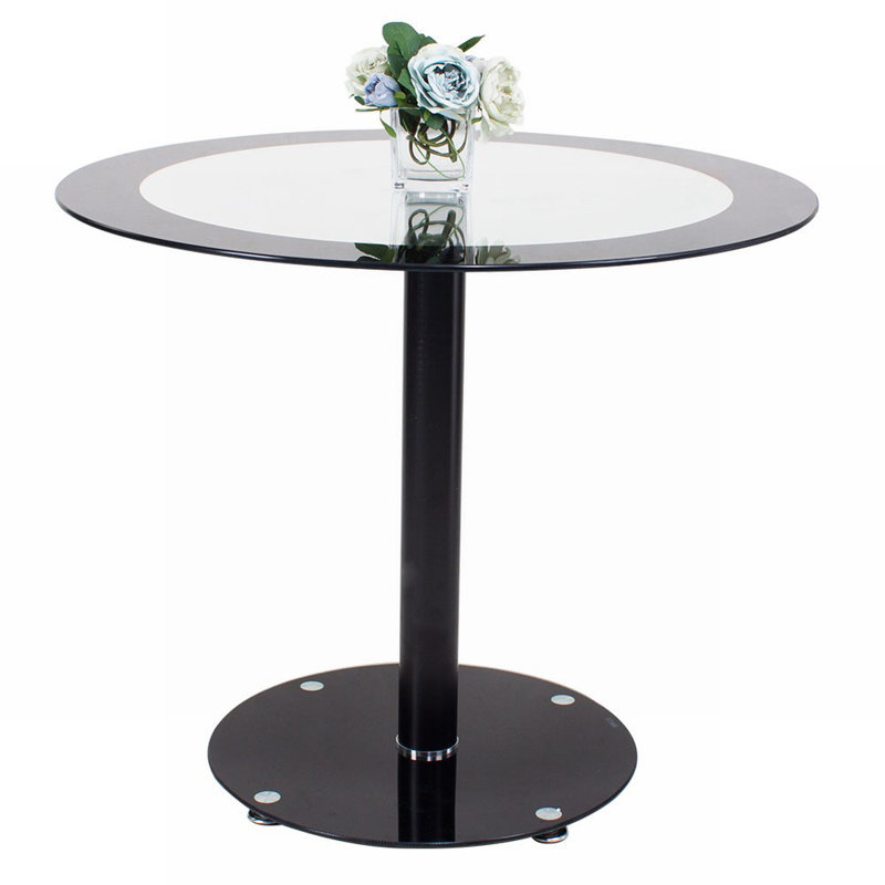 Railsback Round Glass Top Metal Base Dining Table
