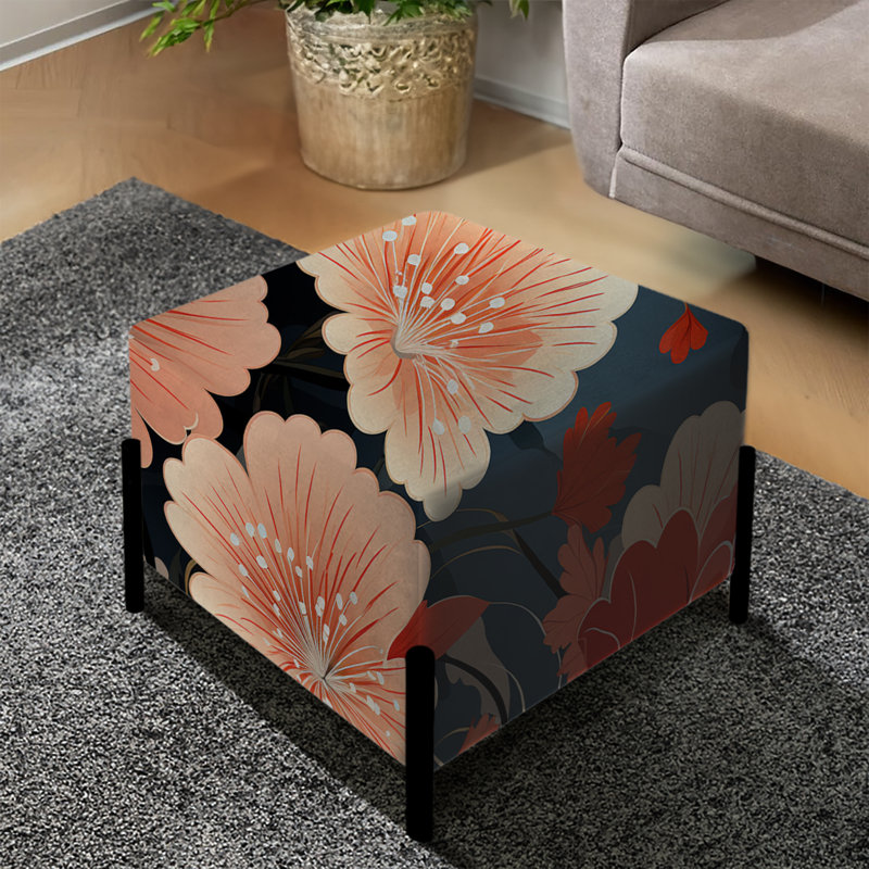 Motif japonais rouge Geisha - repose-pieds carré japonais