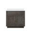 Meuble-lavabo simple en chêne brun l 36 po x P 22 po, avec comptoir en quartz blanc-825491097