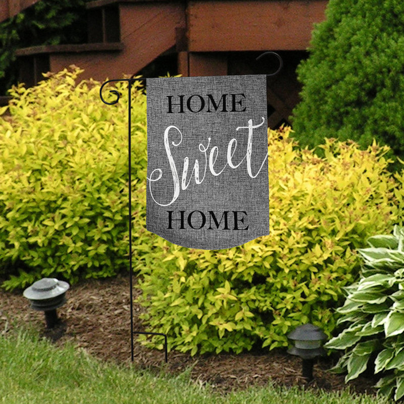 Drapeau de jardin en toile de jute Home Sweet Home