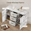 Buffet buffet à 3 tiroirs et 2 portes grain de bois blanc-108609741