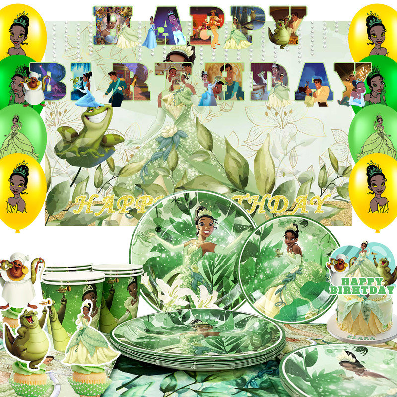 98Pcs The Princess and the Frog Party Decorations & Tableware Set