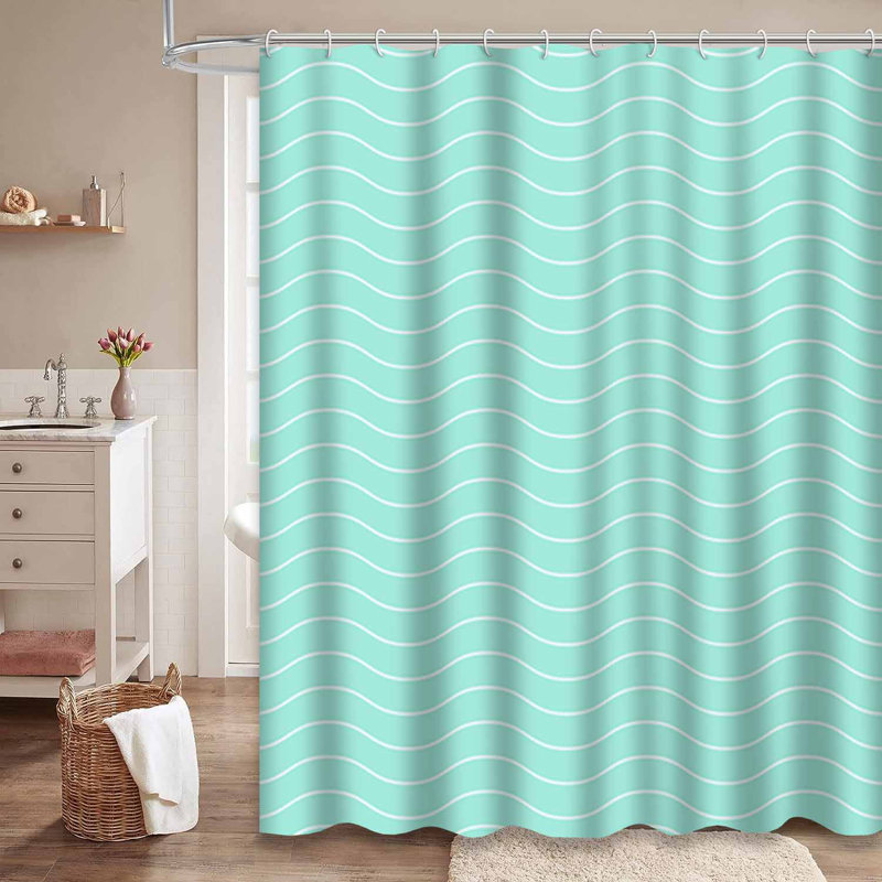 Rideau de douche vert eau avec vagues, L 72 po x l 72 po