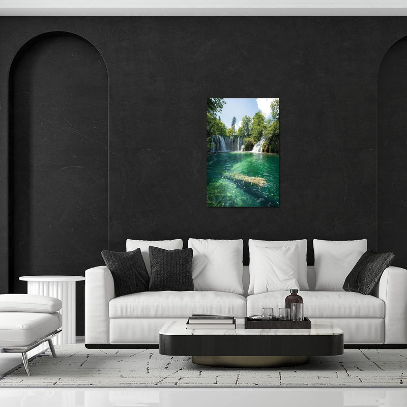 Imprimé vert émeraude sur verre acrylique, H 16 po x l 24 po x P 0,25 po