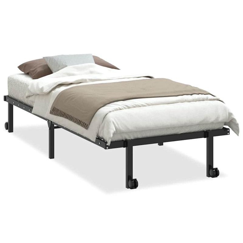 Bed Frame Without Mattress Foldable Steel, 94.5 x 212cm, Black