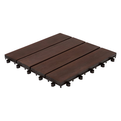 VG4 12'' L x 12'' W Solid Wood Interlocking Deck Tile in Red
