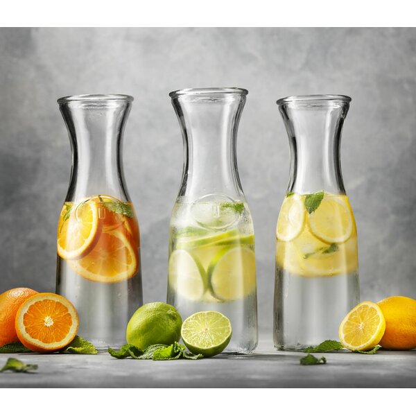 Glass Carafe with Lids. 3 Carafes for Mimosa Bar 36 oz Capacity. 6