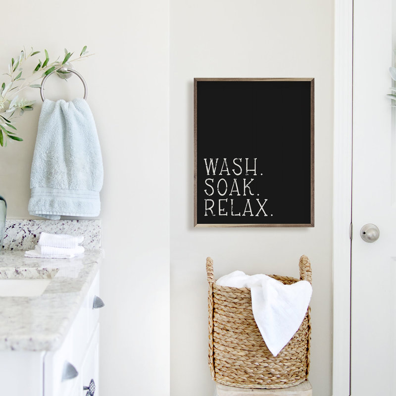 Wash Soak Relax Black, 10" H x 8" W