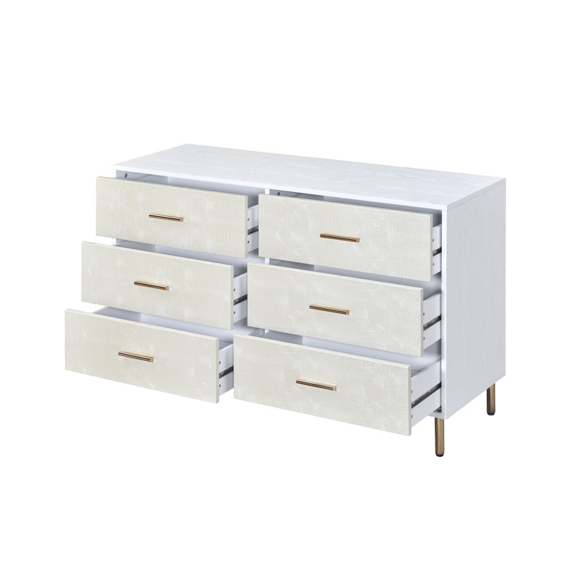 Commode blanche, champagne et or Myles