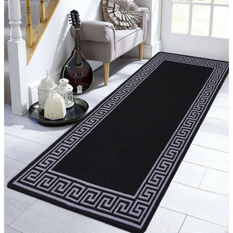 Jaqueline Non-Slip Indoor Doormat, Black/Grey, 67 x 220cm