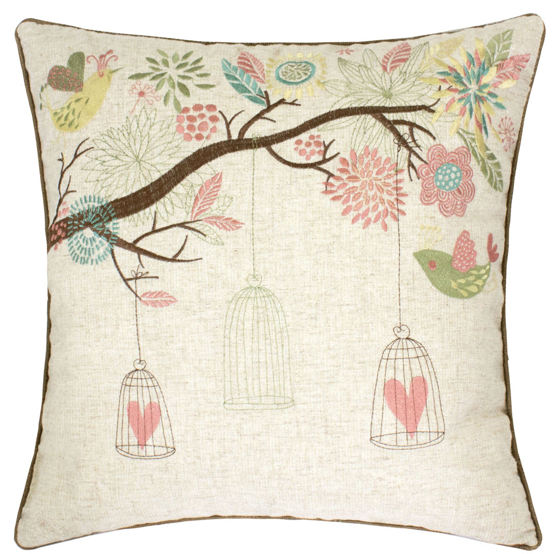 Embroidered Whimsical Throw Pillow Homey Cozy