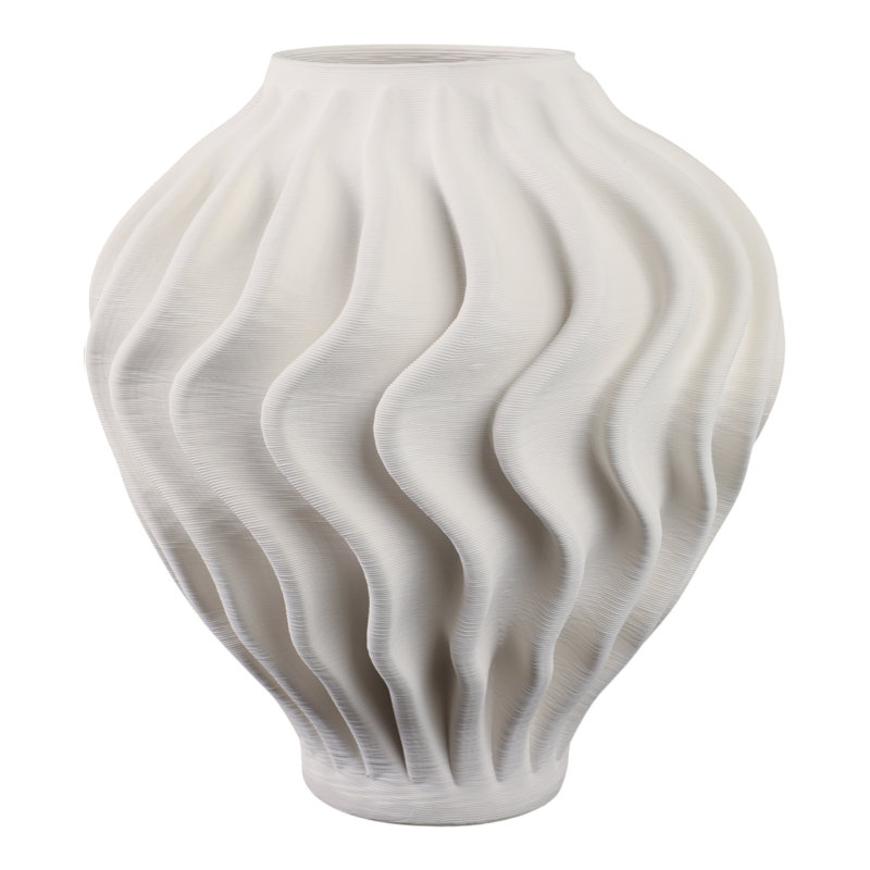 Porcelain Vase Sculptural Decorative Accent With Textured Wave Design Modern Organic Form Handcrafted Style Art-Inspired Ceramic Home Decor Statement Piece For Shelf Table Or Mantel Display