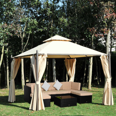 Pavillon de jardin en fer 10 'X pour jardin avec rideaux d'intimité