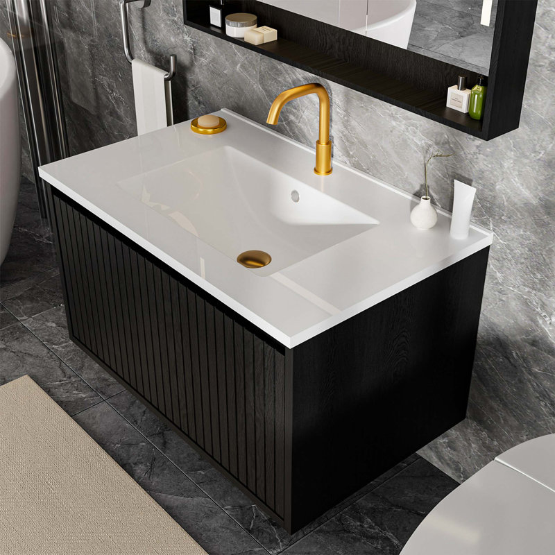 Armoire de meuble-lavabo 30 po sans lavabo en céramique, Noir