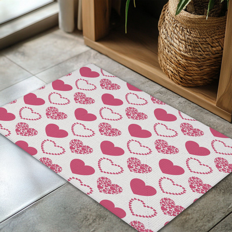 Tapis tressé avec cœurs Valentine, Rectangulaire 3 pi x 5 pi