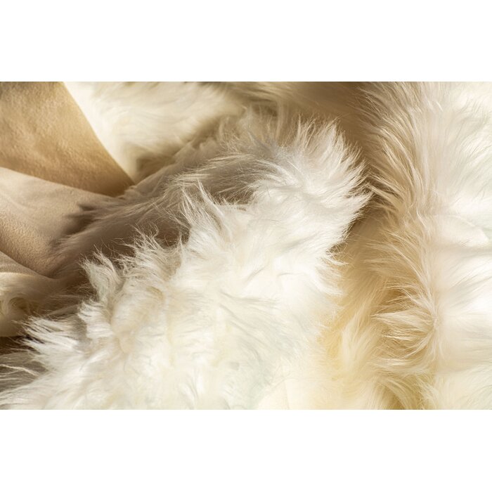 Kelly Clarkson Home Beverley White Faux Sheepskin Fur Area Rug ...