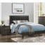 Lit gris foncé avec bouton moderne en similicuir - tête de lit et structure en bois avec cadre en bois massif chic-615061417-615061418