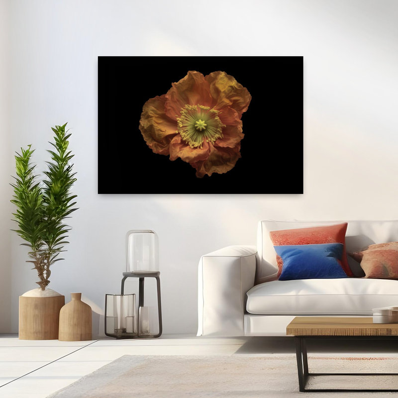 Art contemporain abstrait coquelicot, H 12 po x l 18 po