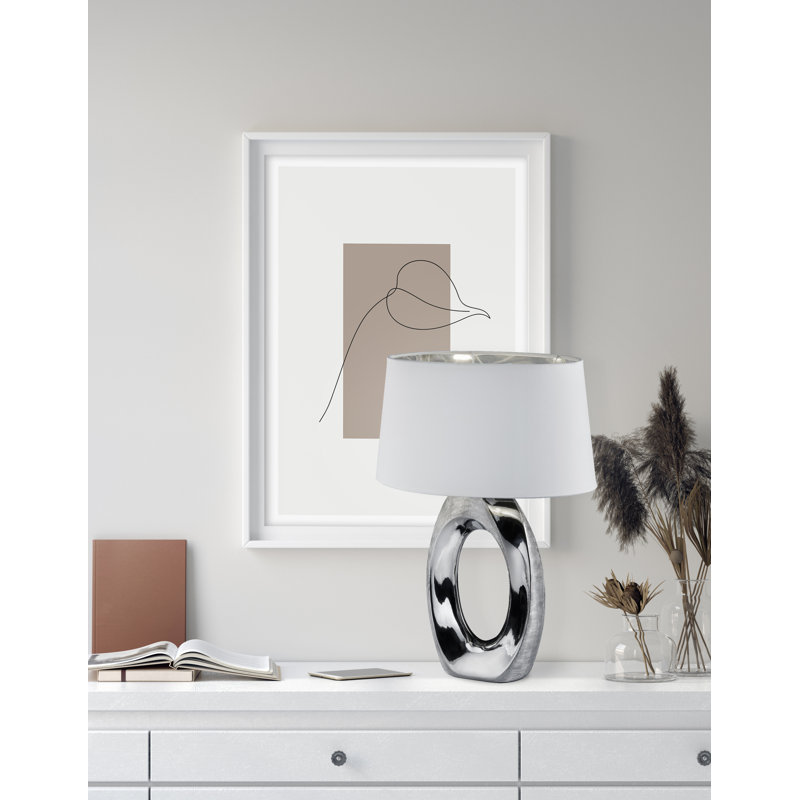 Kenia 52Cm Table Lamp, Silver frame/White shade